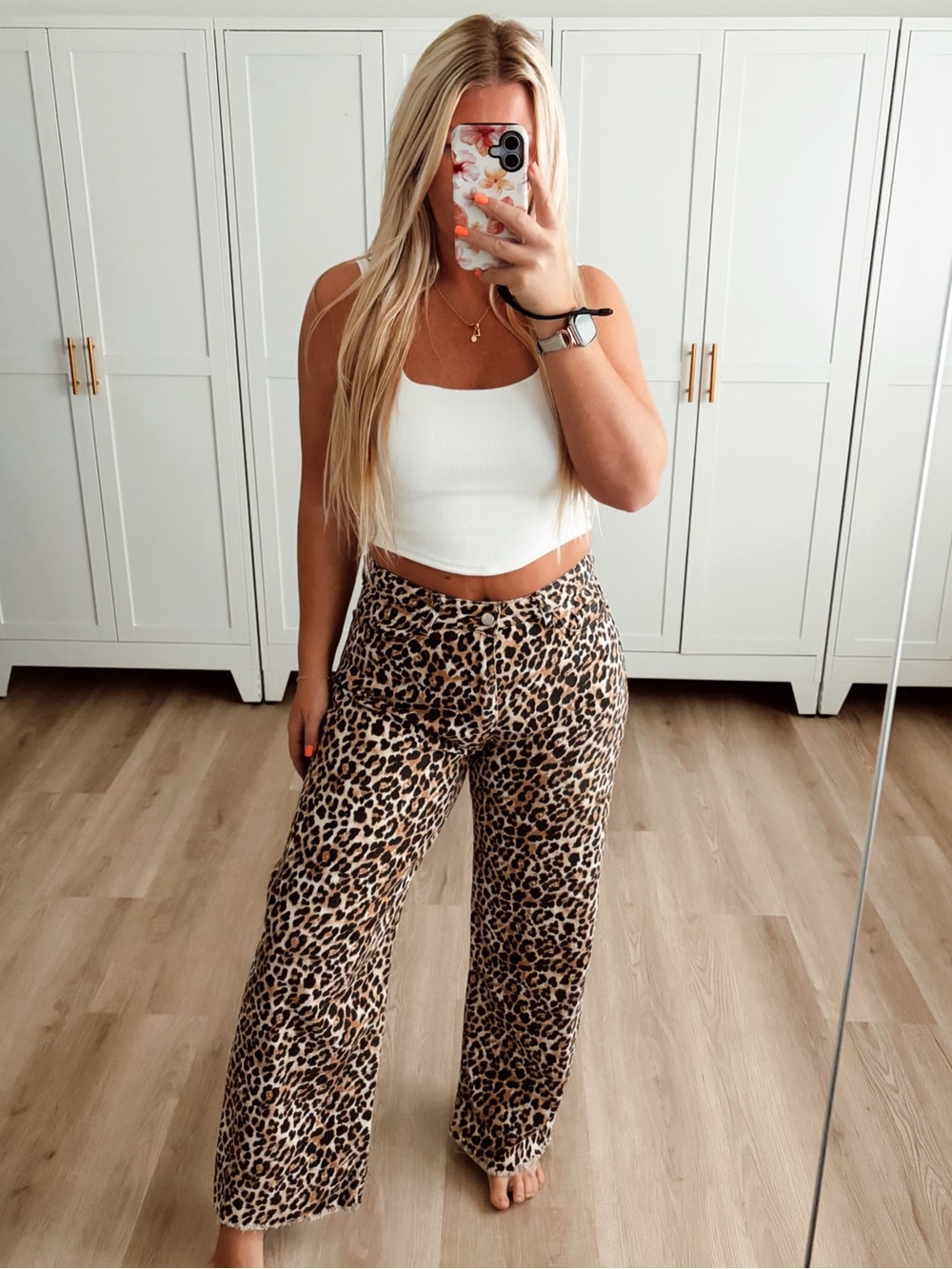 Brown leopard print high waisted pants